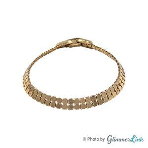 VTG Double Row Octagon Link Mesh Minimalist Gold Tone Chain Bracelet Small Wrist